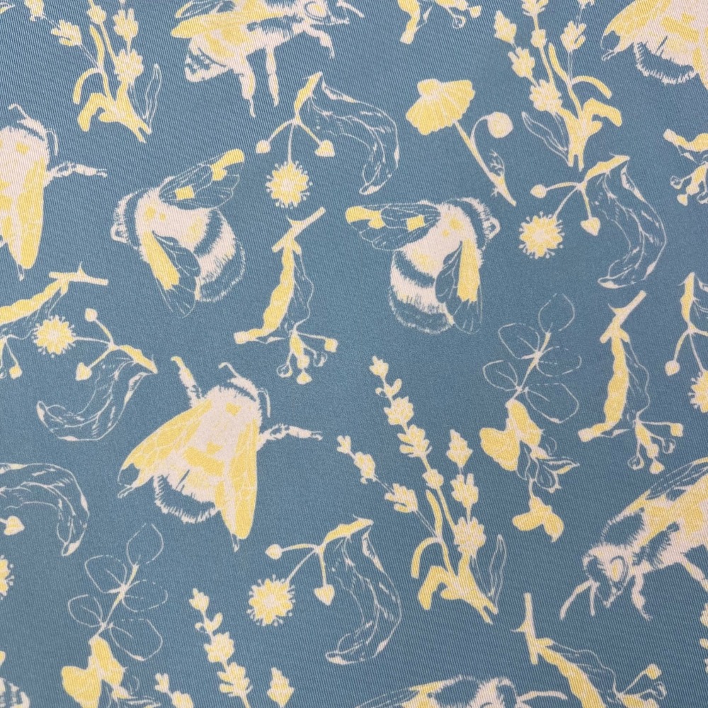 Waggle Buzzin Polo Shirt Mens 2XL Blue Yellow Bee Floral Performance Stretch - Picture 5 of 9